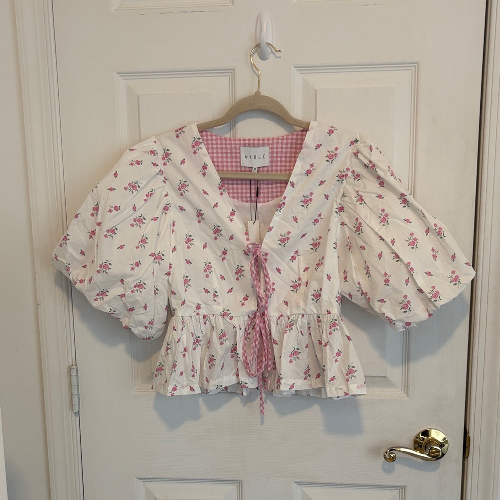 Floral Pink and White Top